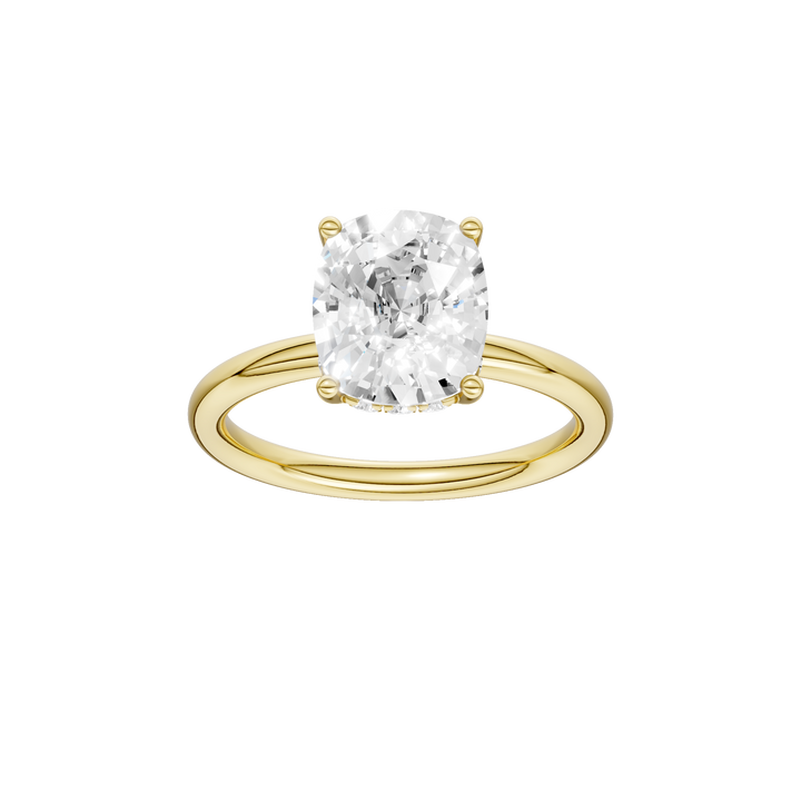 Hidden Halo Plain Shank Engagement Ring (Elongated Cushion) in 14K Yellow Gold – Silvadi Jewelry Aurora CO