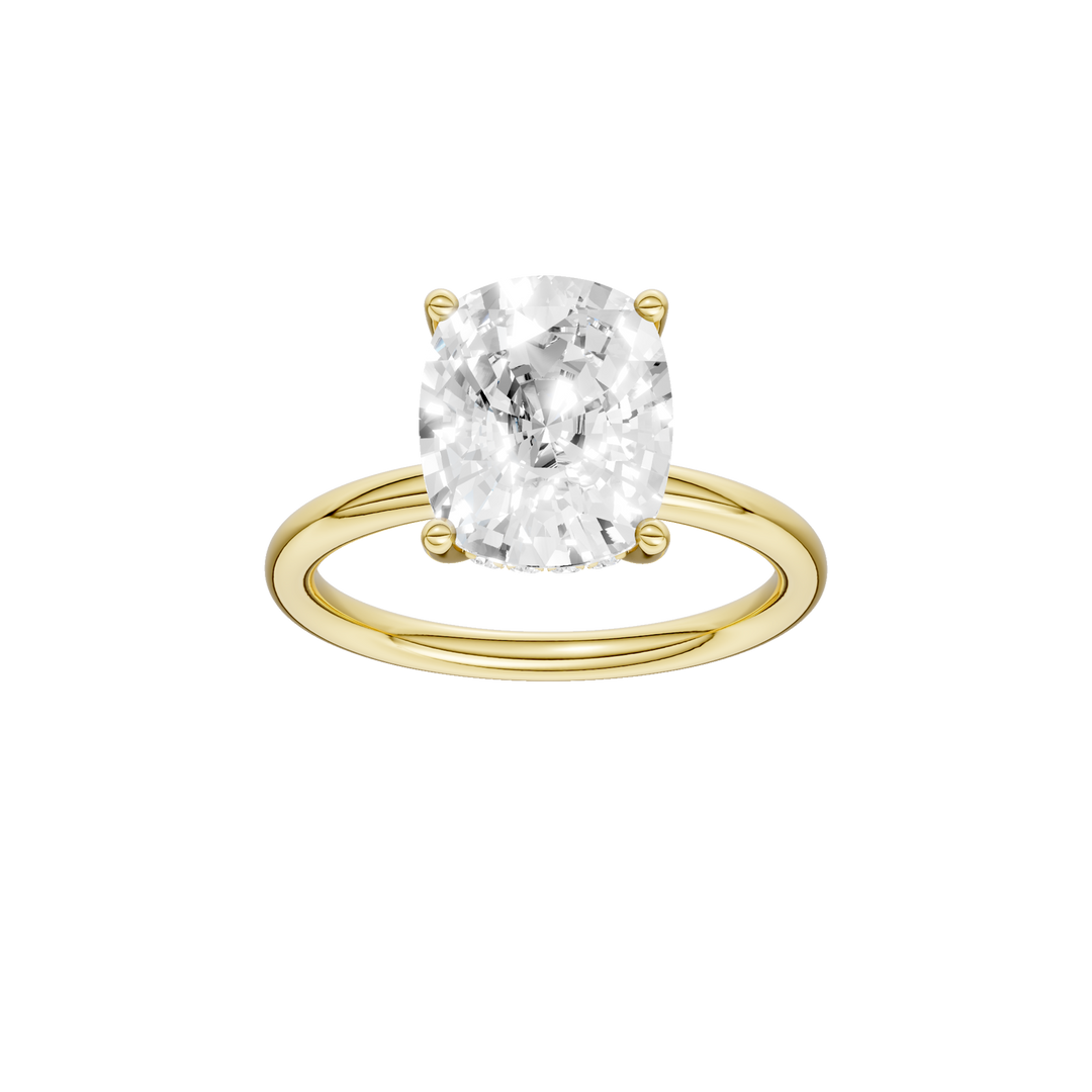 Hidden Halo Plain Shank Engagement Ring (Elongated Cushion) in 14K Yellow Gold – Silvadi Jewelry Aurora CO