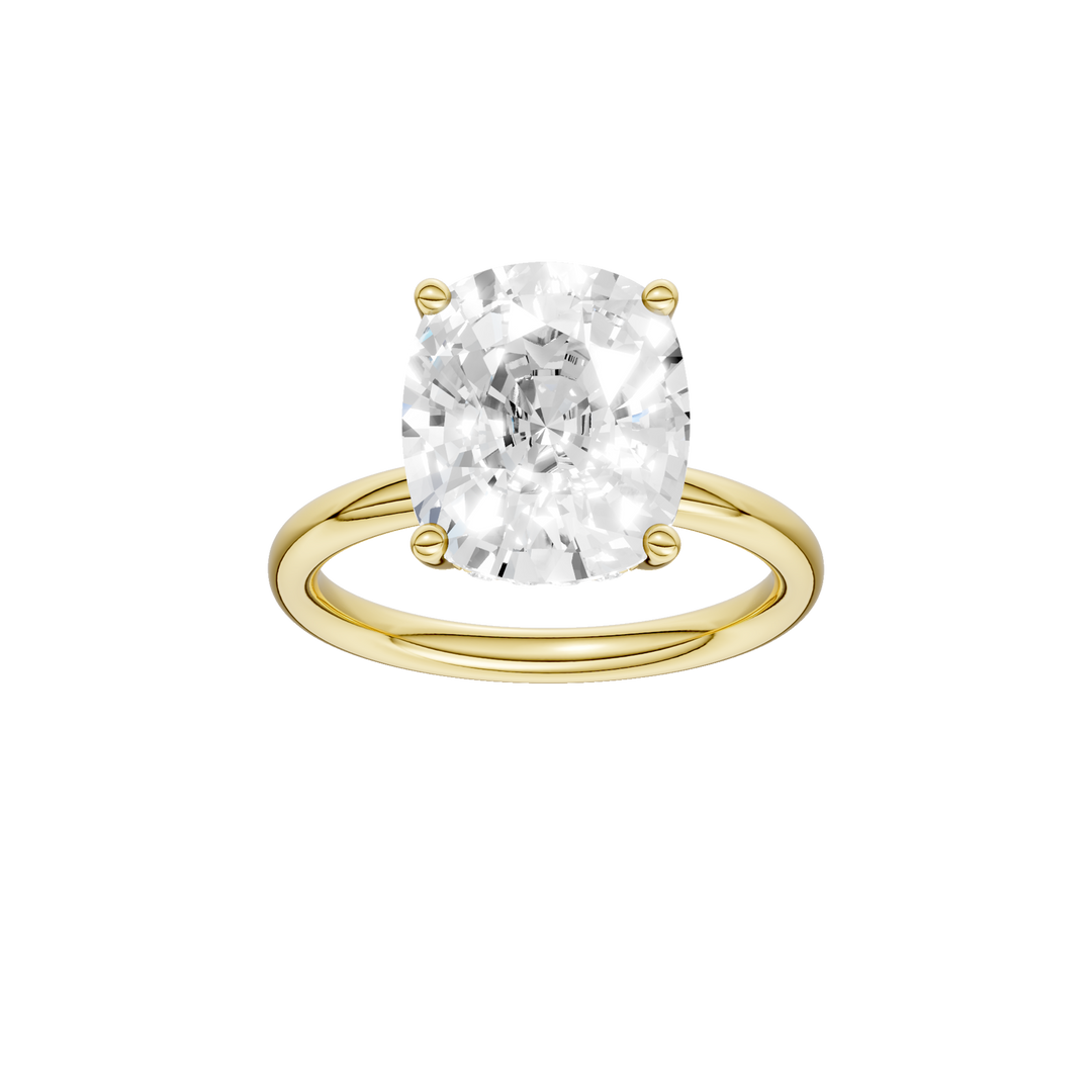 Hidden Halo Plain Shank Engagement Ring (Elongated Cushion) in 14K Yellow Gold – Silvadi Jewelry Aurora CO