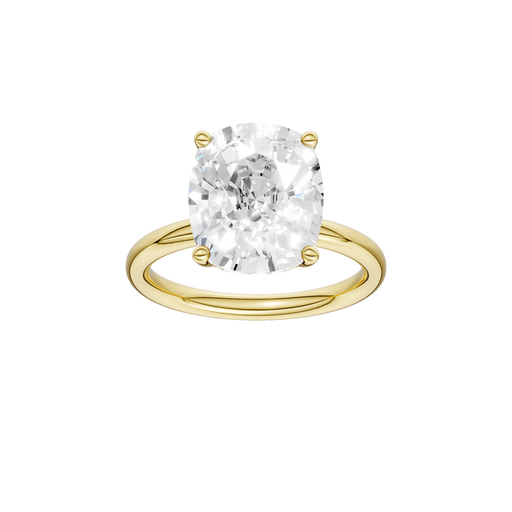 Hidden Halo Plain Shank Engagement Ring (Elongated Cushion) in 14K Yellow Gold – Silvadi Jewelry Aurora CO