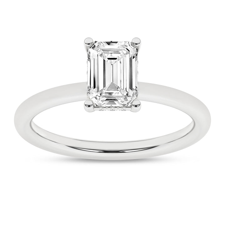 Hidden Halo Plain Shank Engagement Ring (Emerald) in 14K White Gold – Silvadi Jewelry Aurora CO