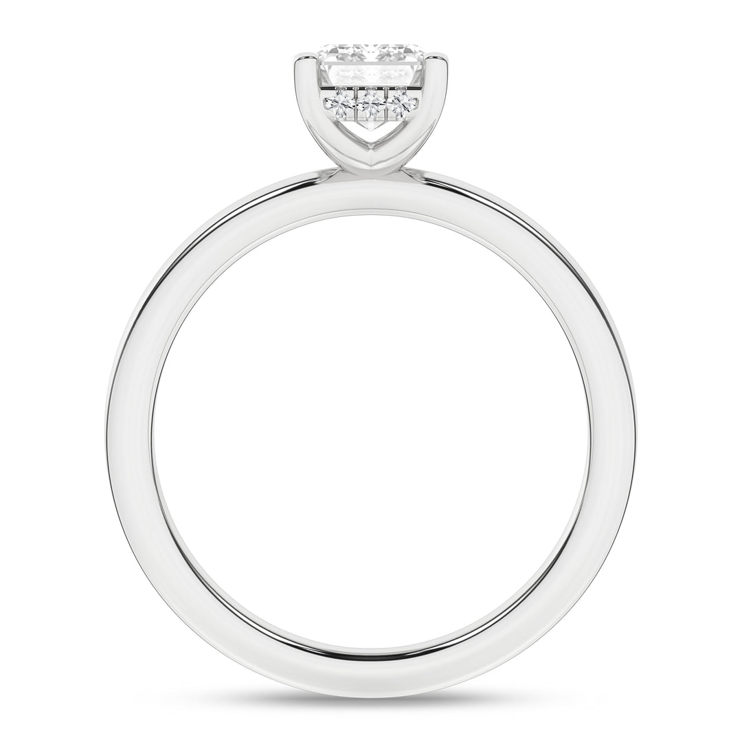 Hidden Halo Plain Shank Engagement Ring (Emerald) in 14K White Gold – Silvadi Jewelry Aurora CO