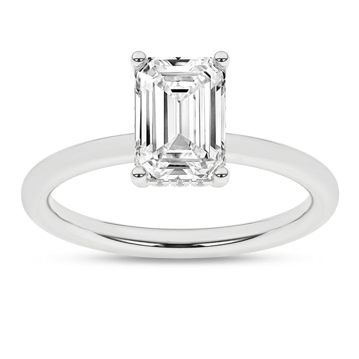 Hidden Halo Plain Shank Engagement Ring (Emerald) in 14K White Gold – Silvadi Jewelry Aurora CO
