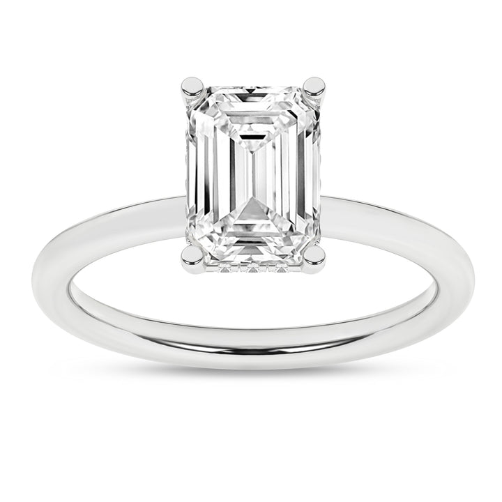 Hidden Halo Plain Shank Engagement Ring (Emerald) in 14K White Gold – Silvadi Jewelry Aurora CO