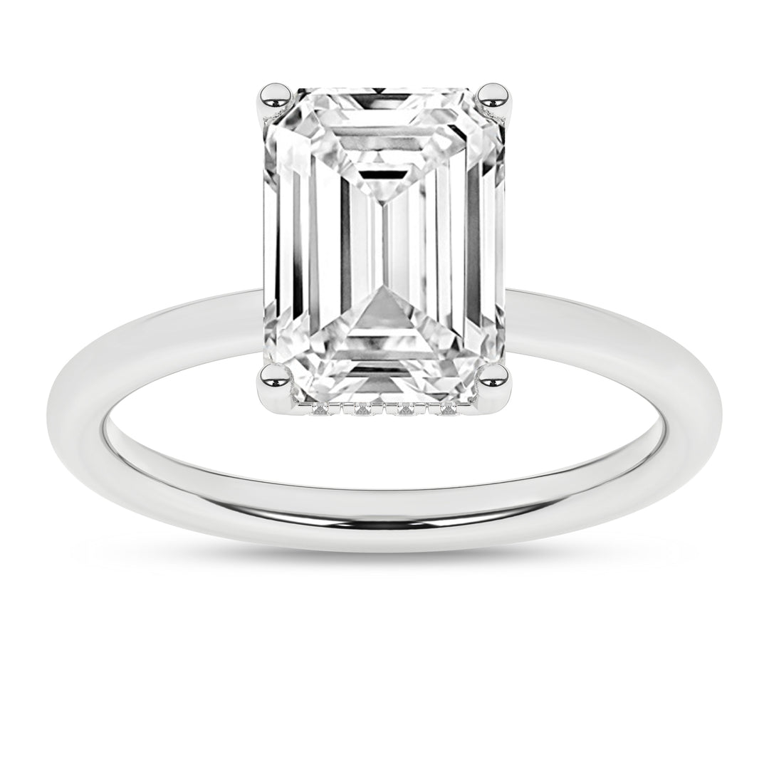 Hidden Halo Plain Shank Engagement Ring (Emerald) in 14K White Gold – Silvadi Jewelry Aurora CO