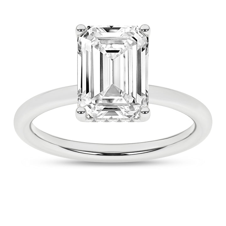 Hidden Halo Plain Shank Engagement Ring (Emerald) in 14K White Gold – Silvadi Jewelry Aurora CO