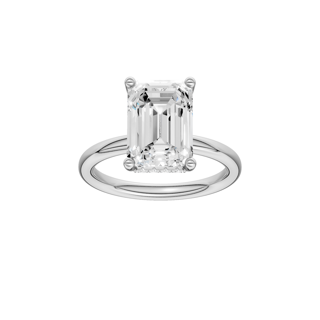 Hidden Halo Plain Shank Engagement Ring (Emerald) in 14K White Gold – Silvadi Jewelry Aurora CO
