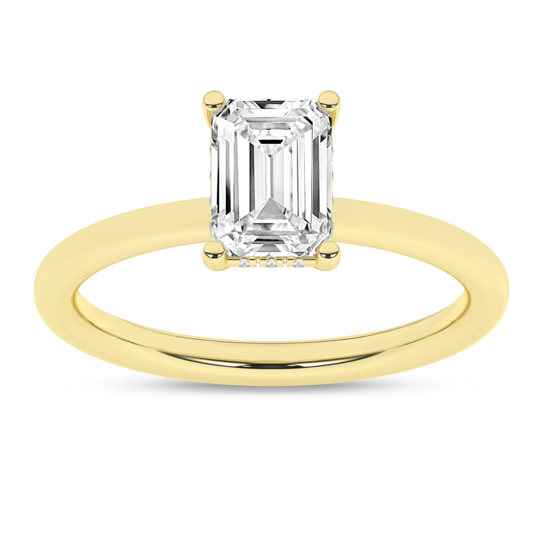 Hidden Halo Plain Shank Engagement Ring (Emerald) in 14K Yellow Gold – Silvadi Jewelry Aurora CO