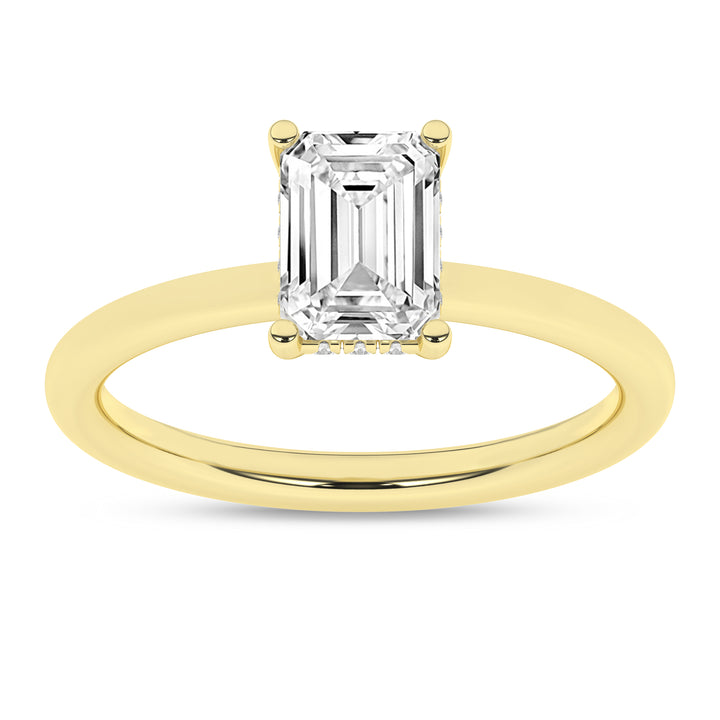 Hidden Halo Plain Shank Engagement Ring (Emerald) in 14K Yellow Gold – Silvadi Jewelry Aurora CO