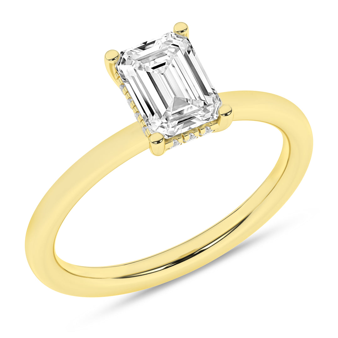 Hidden Halo Plain Shank Engagement Ring (Emerald) in 14K Yellow Gold – Silvadi Jewelry Aurora CO