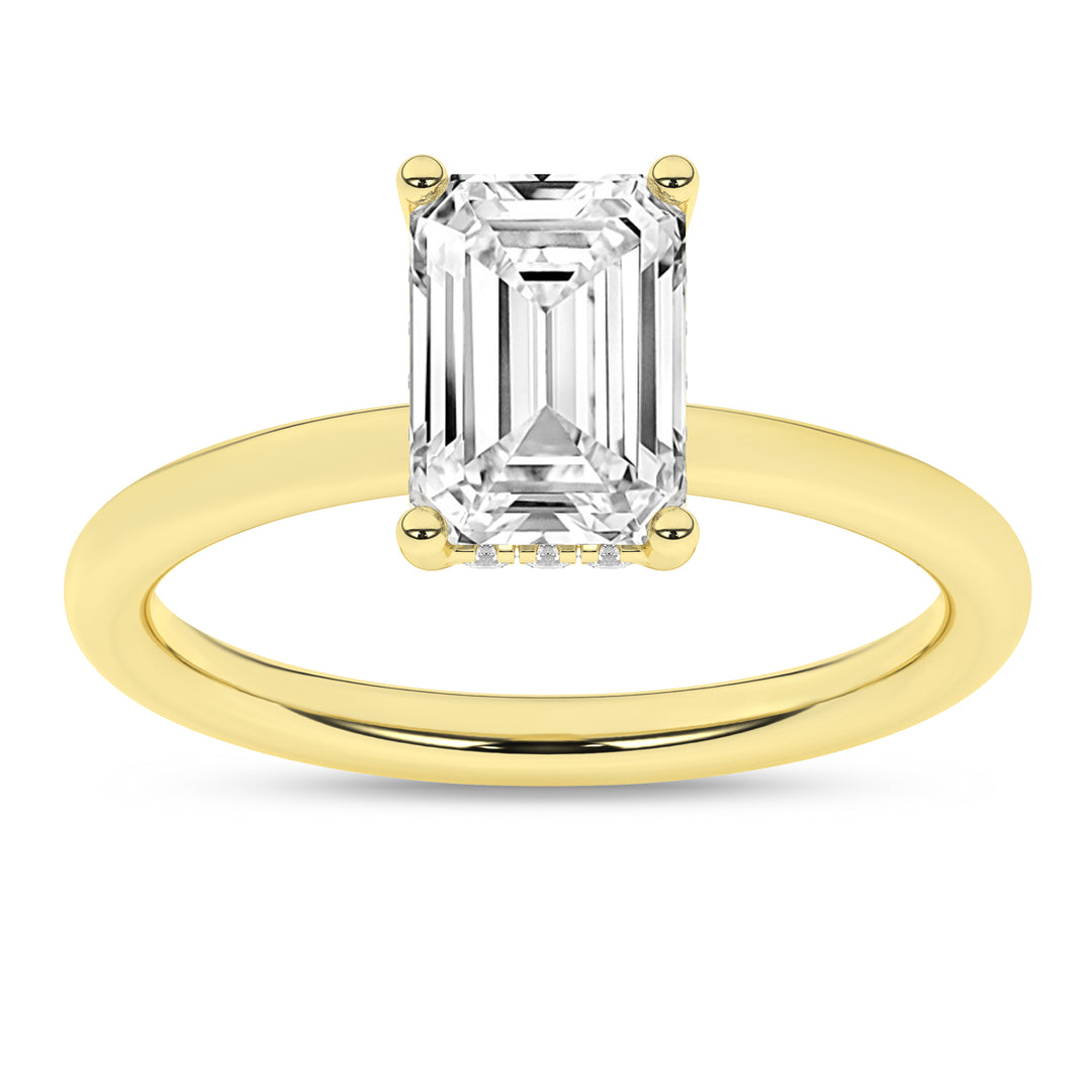 Hidden Halo Plain Shank Engagement Ring (Emerald) in 14K Yellow Gold – Silvadi Jewelry Aurora CO