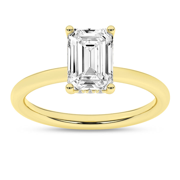 Hidden Halo Plain Shank Engagement Ring (Emerald) in 14K Yellow Gold – Silvadi Jewelry Aurora CO