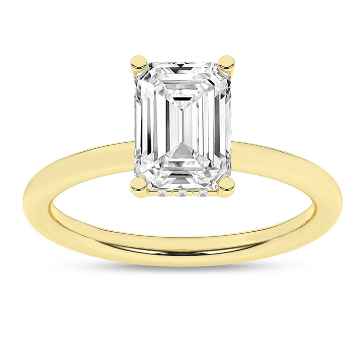 Hidden Halo Plain Shank Engagement Ring (Emerald) in 14K Yellow Gold – Silvadi Jewelry Aurora CO