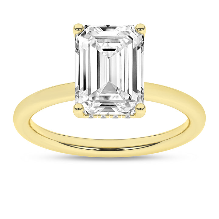 Hidden Halo Plain Shank Engagement Ring (Emerald) in 14K Yellow Gold – Silvadi Jewelry Aurora CO
