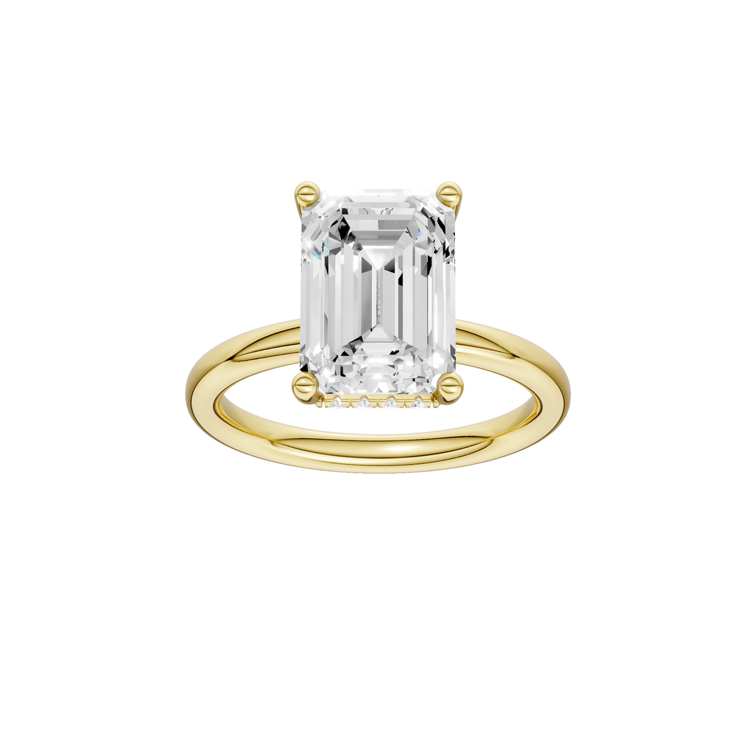 Hidden Halo Plain Shank Engagement Ring (Emerald) in 14K Yellow Gold – Silvadi Jewelry Aurora CO