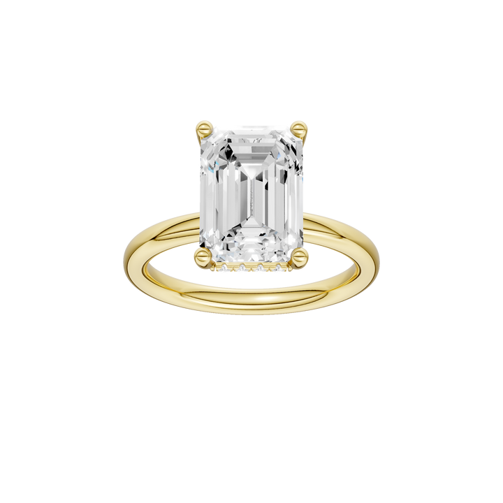 Hidden Halo Plain Shank Engagement Ring (Emerald) in 14K Yellow Gold – Silvadi Jewelry Aurora CO