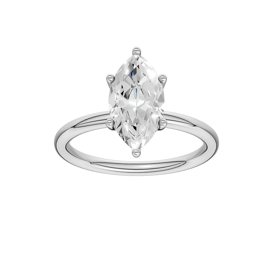 Hidden Halo Plain Shank Engagement Ring (Marquise) in 14K White Gold – Silvadi Jewelry Aurora CO