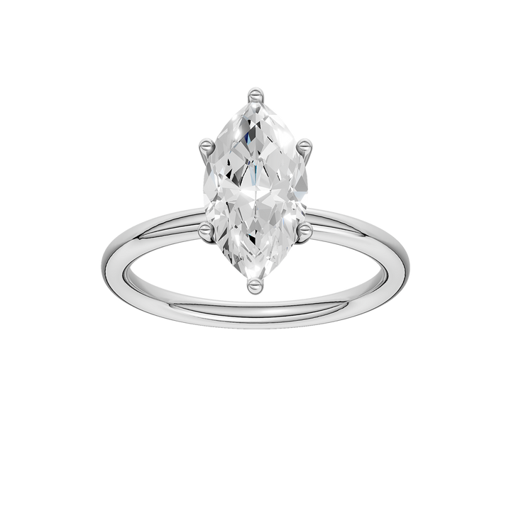 Hidden Halo Plain Shank Engagement Ring (Marquise) in 14K White Gold – Silvadi Jewelry Aurora CO