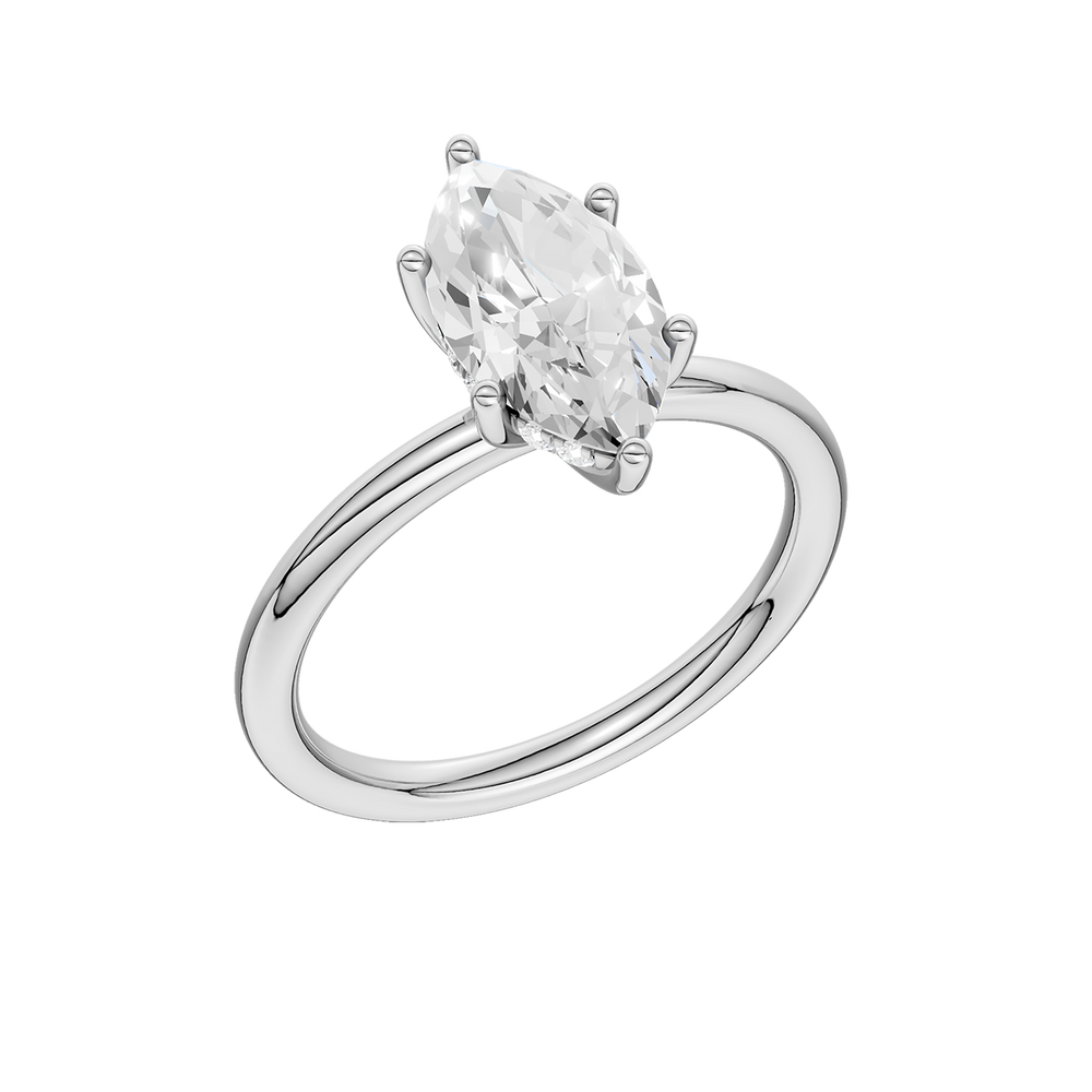 Hidden Halo Plain Shank Engagement Ring (Marquise) in 14K White Gold – Silvadi Jewelry Aurora CO