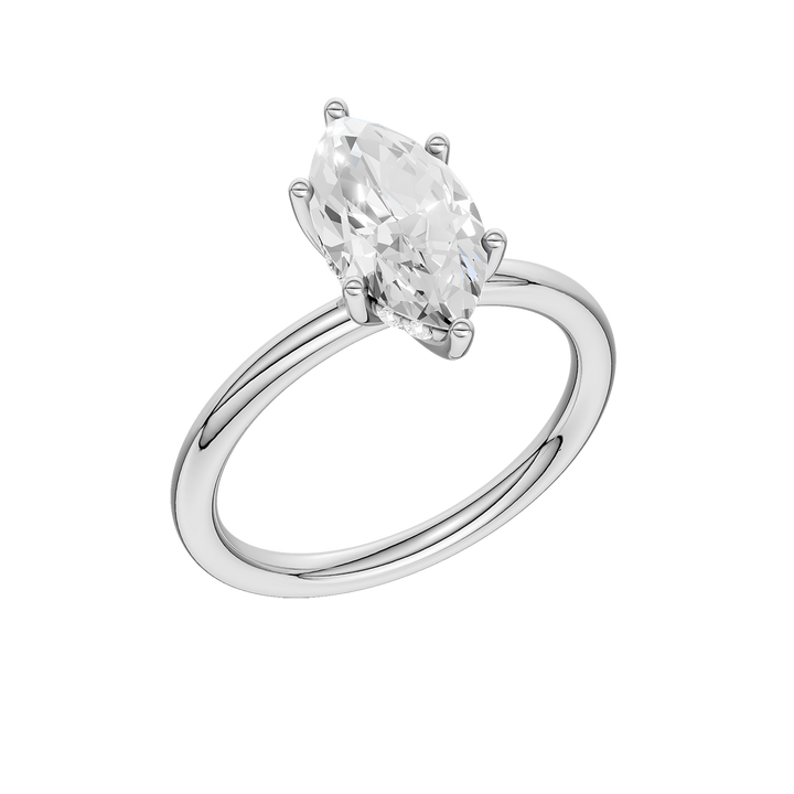 Hidden Halo Plain Shank Engagement Ring (Marquise) in 14K White Gold – Silvadi Jewelry Aurora CO