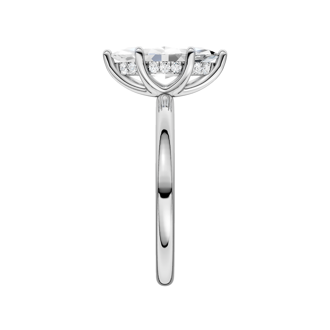 Hidden Halo Plain Shank Engagement Ring (Marquise) in 14K White Gold – Silvadi Jewelry Aurora CO