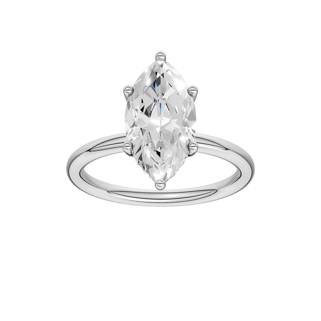 Hidden Halo Plain Shank Engagement Ring (Marquise) in 14K White Gold – Silvadi Jewelry Aurora CO