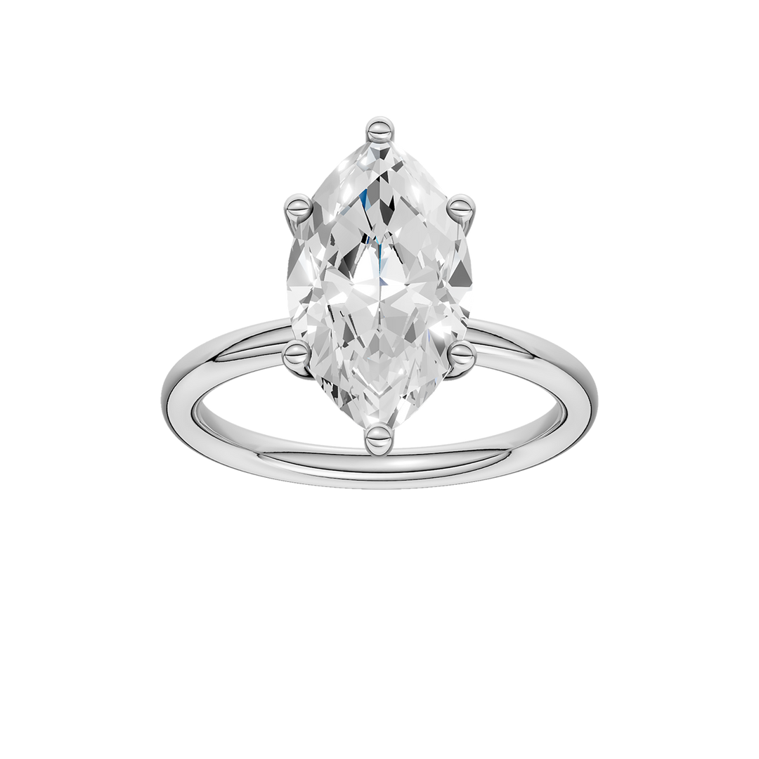 Hidden Halo Plain Shank Engagement Ring (Marquise) in 14K White Gold – Silvadi Jewelry Aurora CO