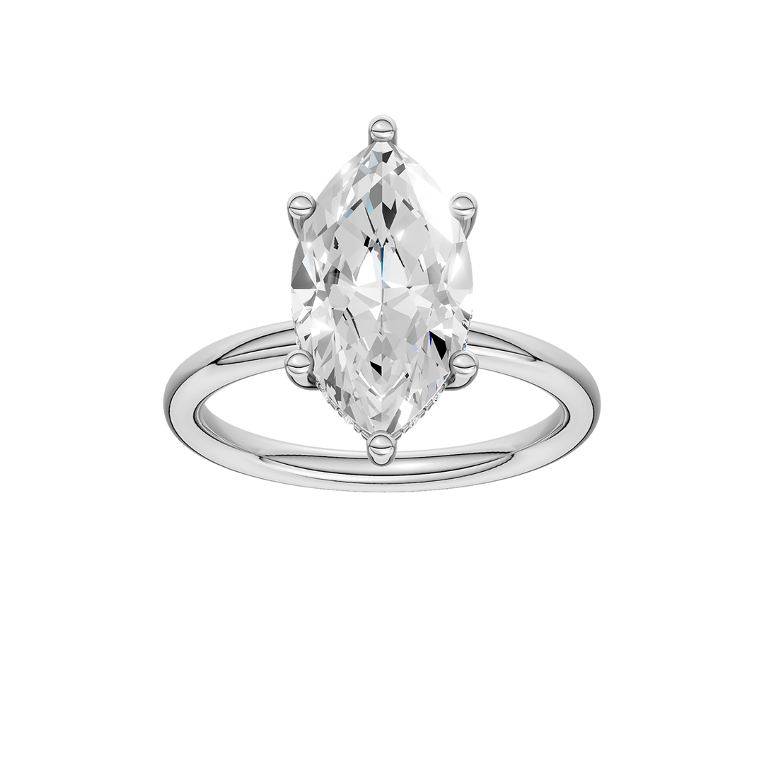 Hidden Halo Plain Shank Engagement Ring (Marquise) in 14K White Gold – Silvadi Jewelry Aurora CO