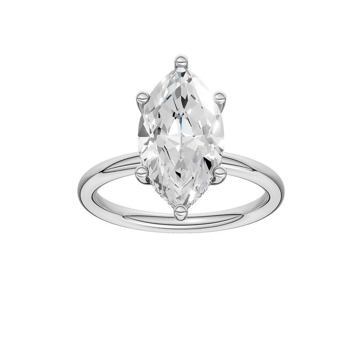 Hidden Halo Plain Shank Engagement Ring (Marquise) in 14K White Gold – Silvadi Jewelry Aurora CO