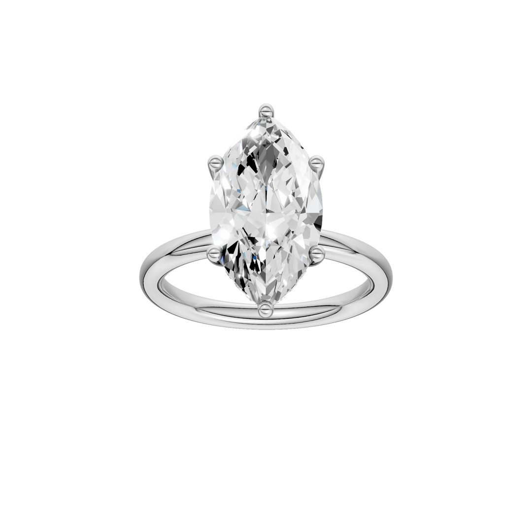 Hidden Halo Plain Shank Engagement Ring (Marquise) in 14K White Gold – Silvadi Jewelry Aurora CO