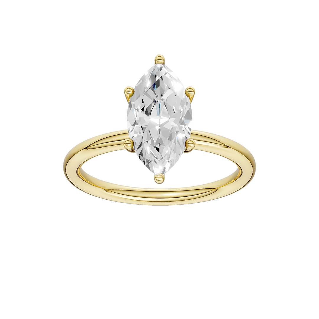 Hidden Halo Plain Shank Engagement Ring (Marquise) in 14K Yellow Gold – Silvadi Jewelry Aurora CO