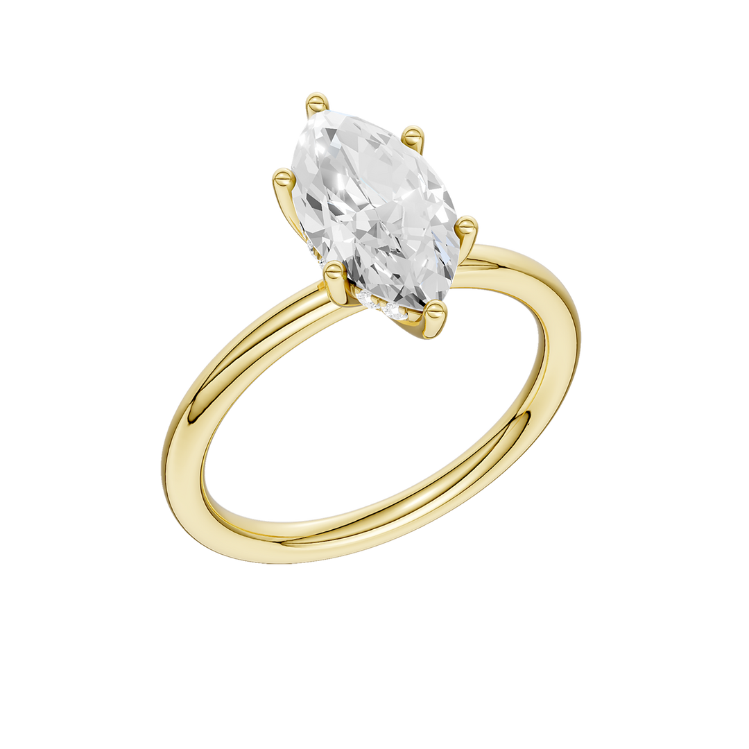 Hidden Halo Plain Shank Engagement Ring (Marquise) in 14K Yellow Gold – Silvadi Jewelry Aurora CO