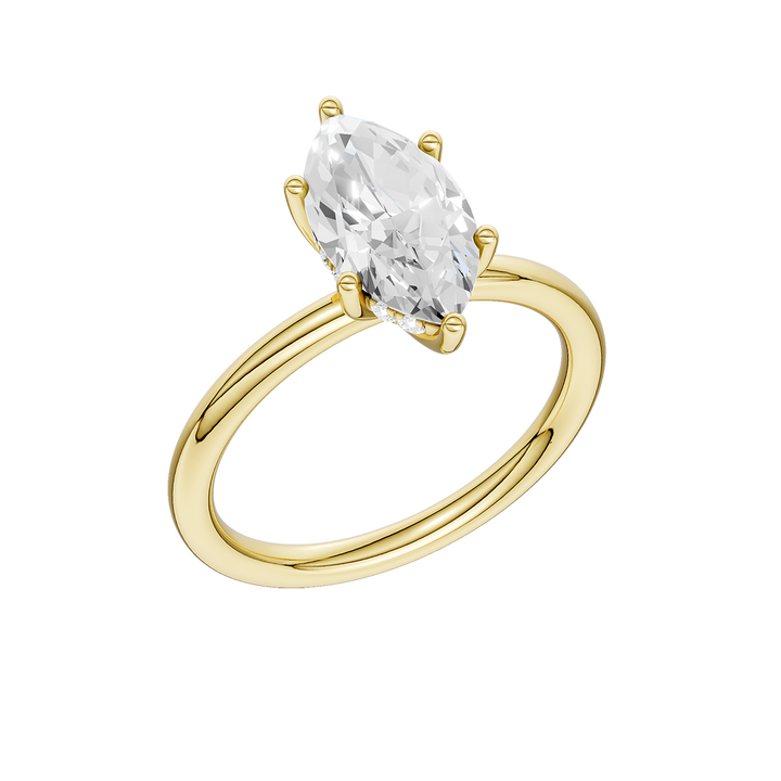 Hidden Halo Plain Shank Engagement Ring (Marquise) in 14K Yellow Gold – Silvadi Jewelry Aurora CO