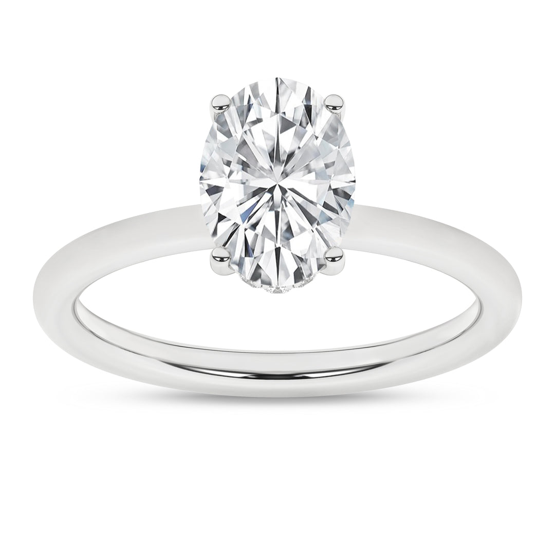 Hidden Halo Plain Shank Engagement Ring (Oval) in 14K White Gold – Silvadi Jewelry Aurora CO