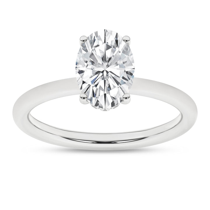Hidden Halo Plain Shank Engagement Ring (Oval) in 14K White Gold – Silvadi Jewelry Aurora CO