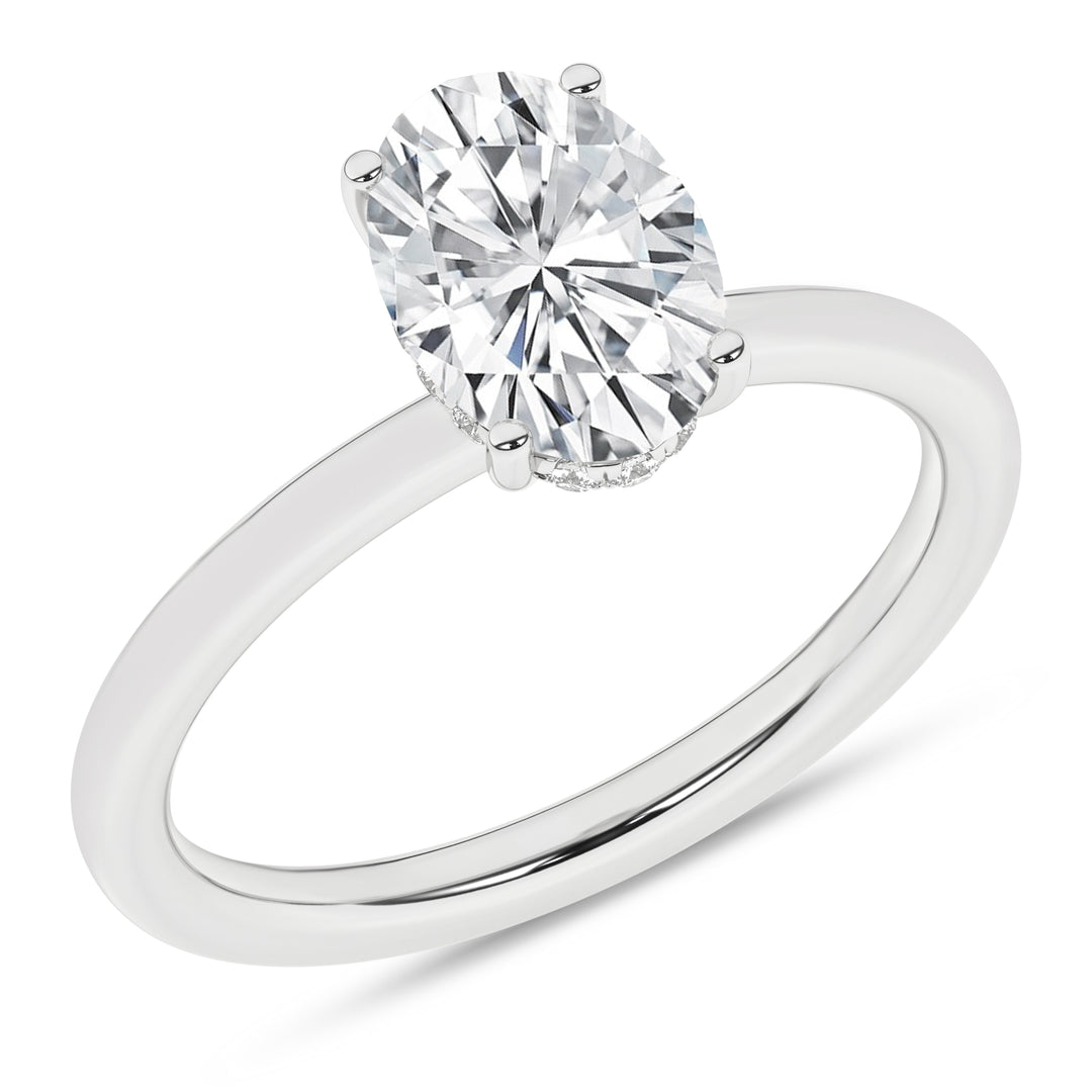 Hidden Halo Plain Shank Engagement Ring (Oval) in 14K White Gold – Silvadi Jewelry Aurora CO