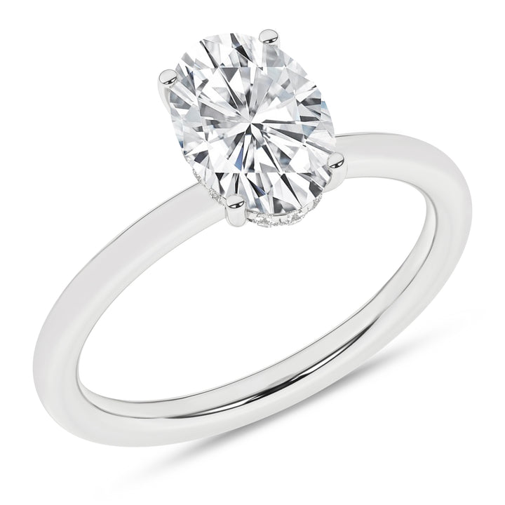 Hidden Halo Plain Shank Engagement Ring (Oval) in 14K White Gold – Silvadi Jewelry Aurora CO