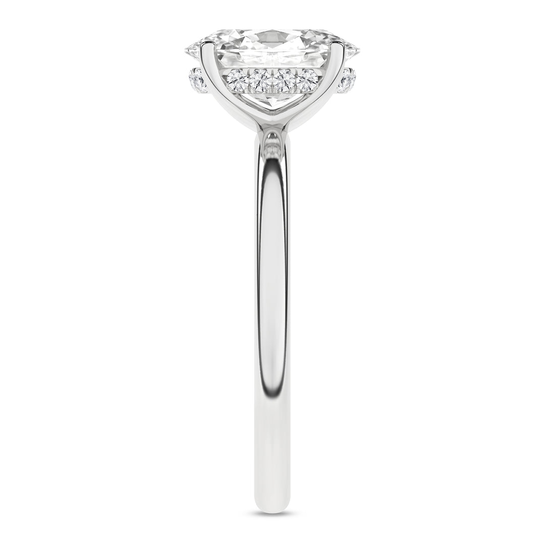 Hidden Halo Plain Shank Engagement Ring (Oval) in 14K White Gold – Silvadi Jewelry Aurora CO