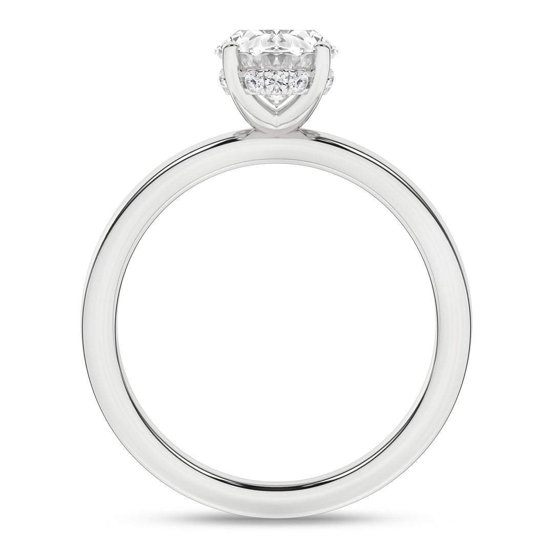 Hidden Halo Plain Shank Engagement Ring (Oval) in 14K White Gold – Silvadi Jewelry Aurora CO