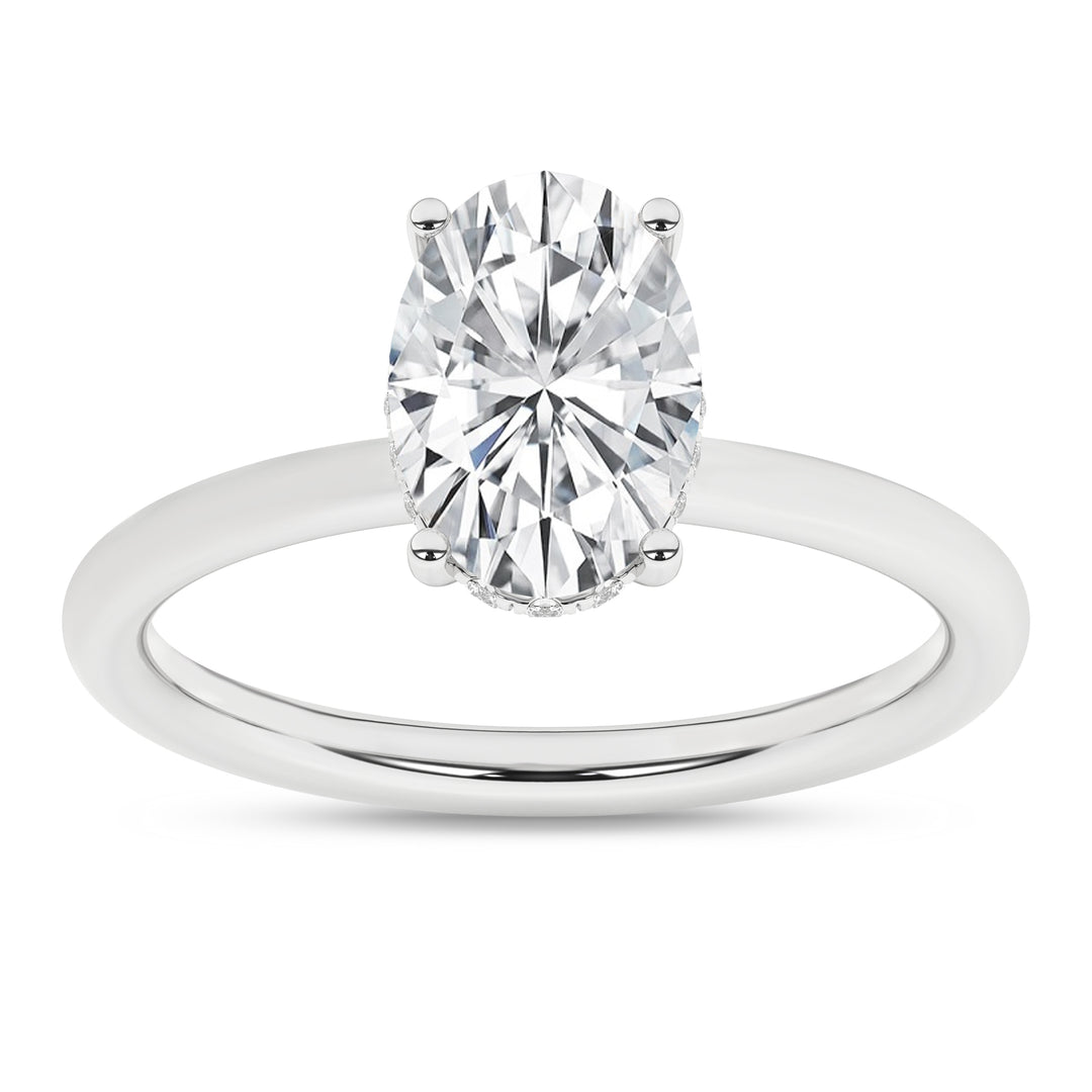 Hidden Halo Plain Shank Engagement Ring (Oval) in 14K White Gold – Silvadi Jewelry Aurora CO