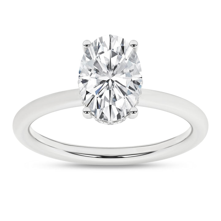 Hidden Halo Plain Shank Engagement Ring (Oval) in 14K White Gold – Silvadi Jewelry Aurora CO