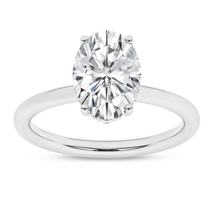 Hidden Halo Plain Shank Engagement Ring (Oval) in 14K White Gold – Silvadi Jewelry Aurora CO