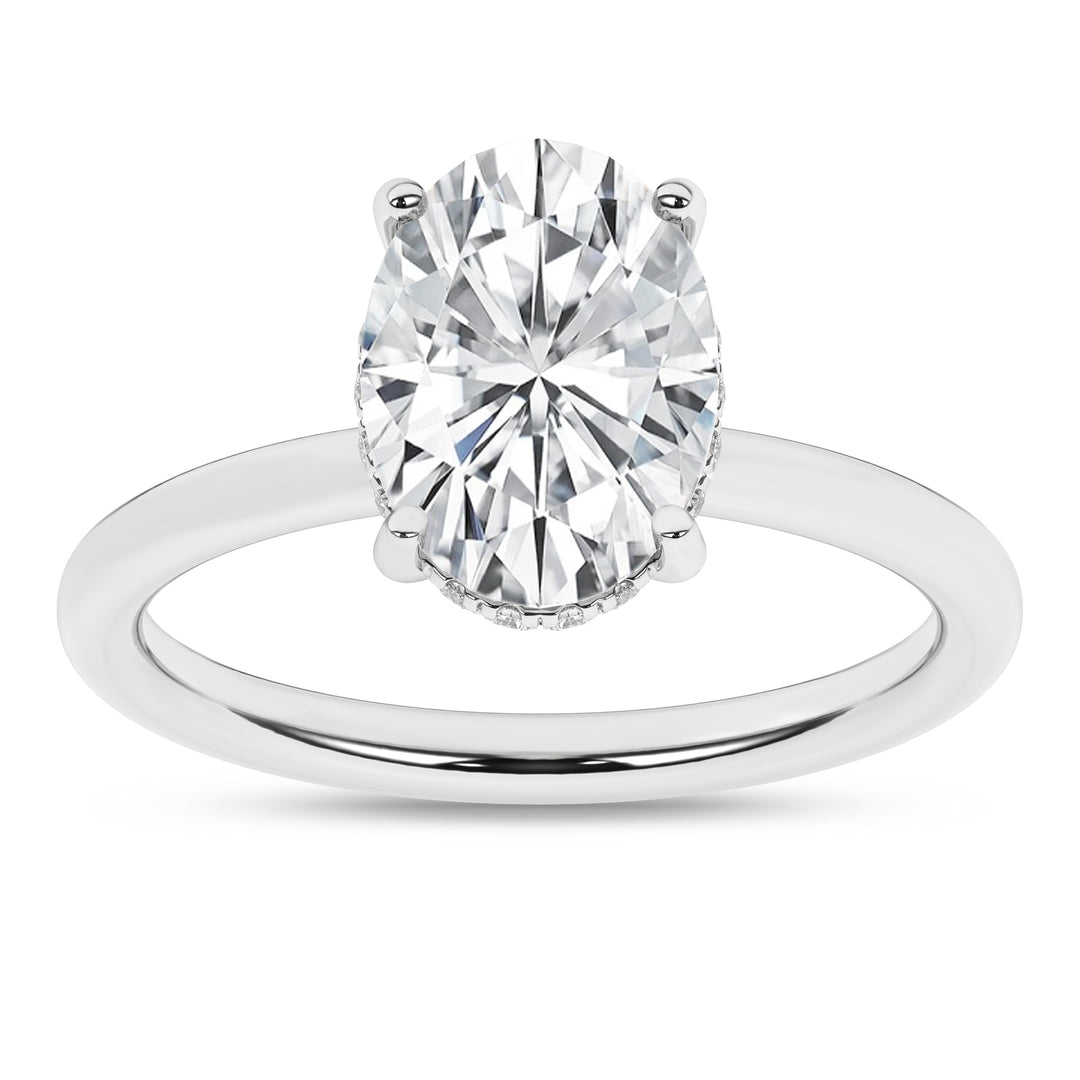 Hidden Halo Plain Shank Engagement Ring (Oval) in 14K White Gold – Silvadi Jewelry Aurora CO