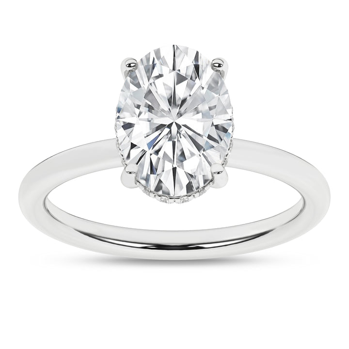 Hidden Halo Plain Shank Engagement Ring (Oval) in 14K White Gold – Silvadi Jewelry Aurora CO