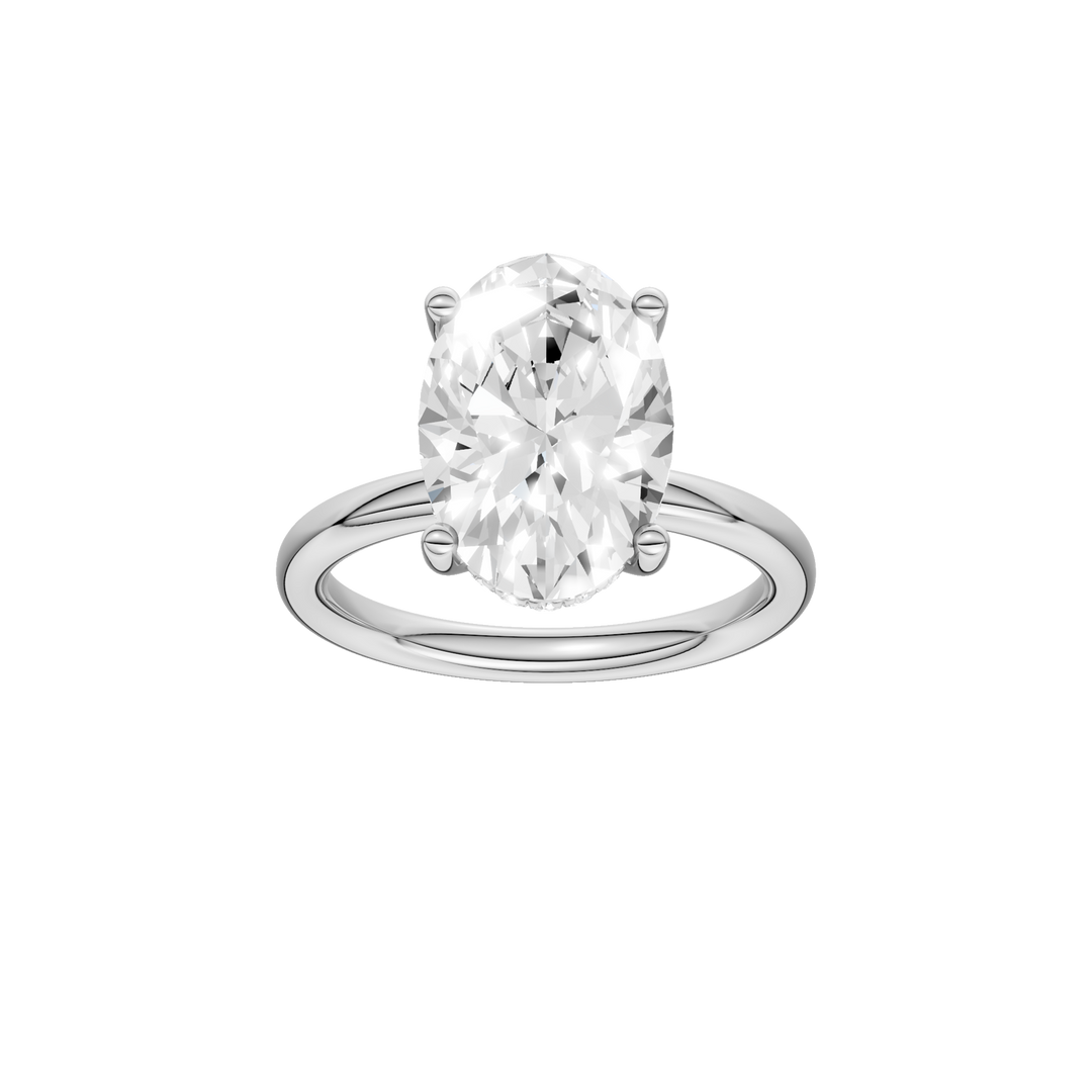 Hidden Halo Plain Shank Engagement Ring (Oval) in 14K White Gold – Silvadi Jewelry Aurora CO