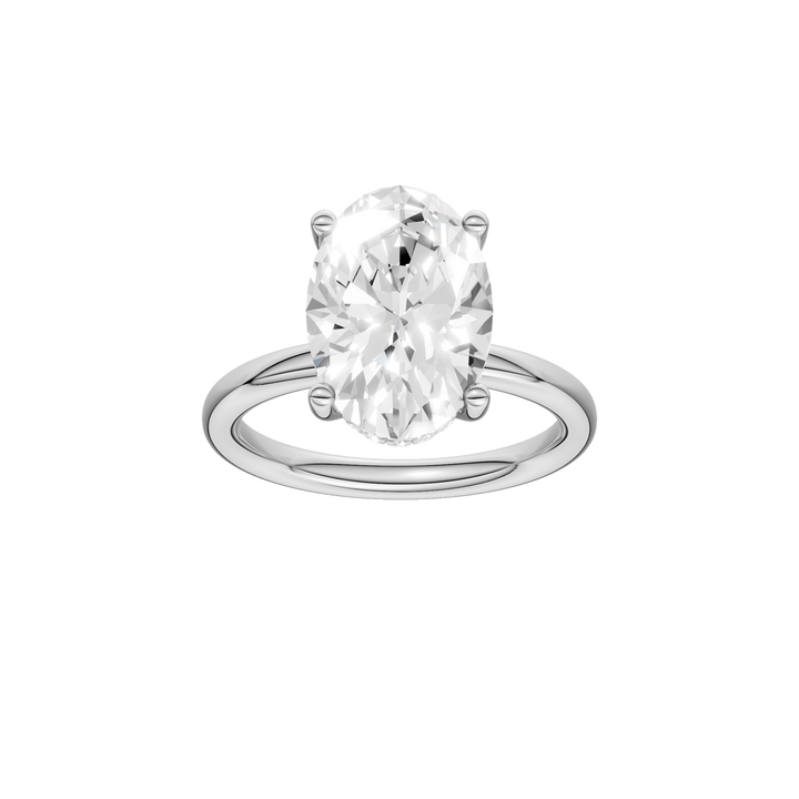 Hidden Halo Plain Shank Engagement Ring (Oval) in 14K White Gold – Silvadi Jewelry Aurora CO