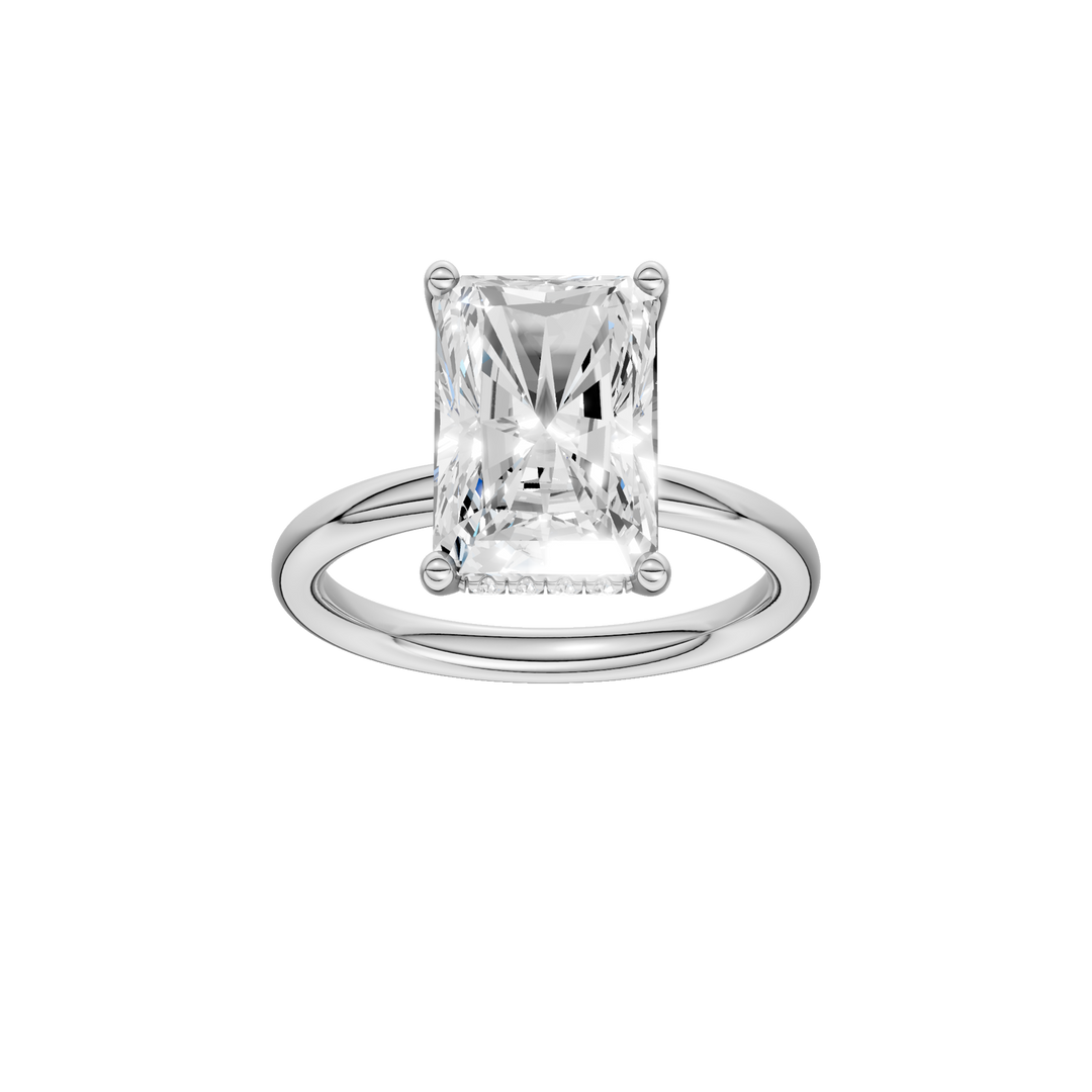 Hidden Halo Plain Shank Engagement Ring (Radiant) in 14K White Gold – Silvadi Jewelry Aurora CO