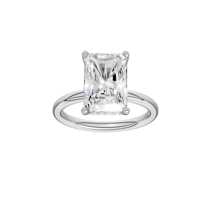 Hidden Halo Plain Shank Engagement Ring (Radiant) in 14K White Gold – Silvadi Jewelry Aurora CO