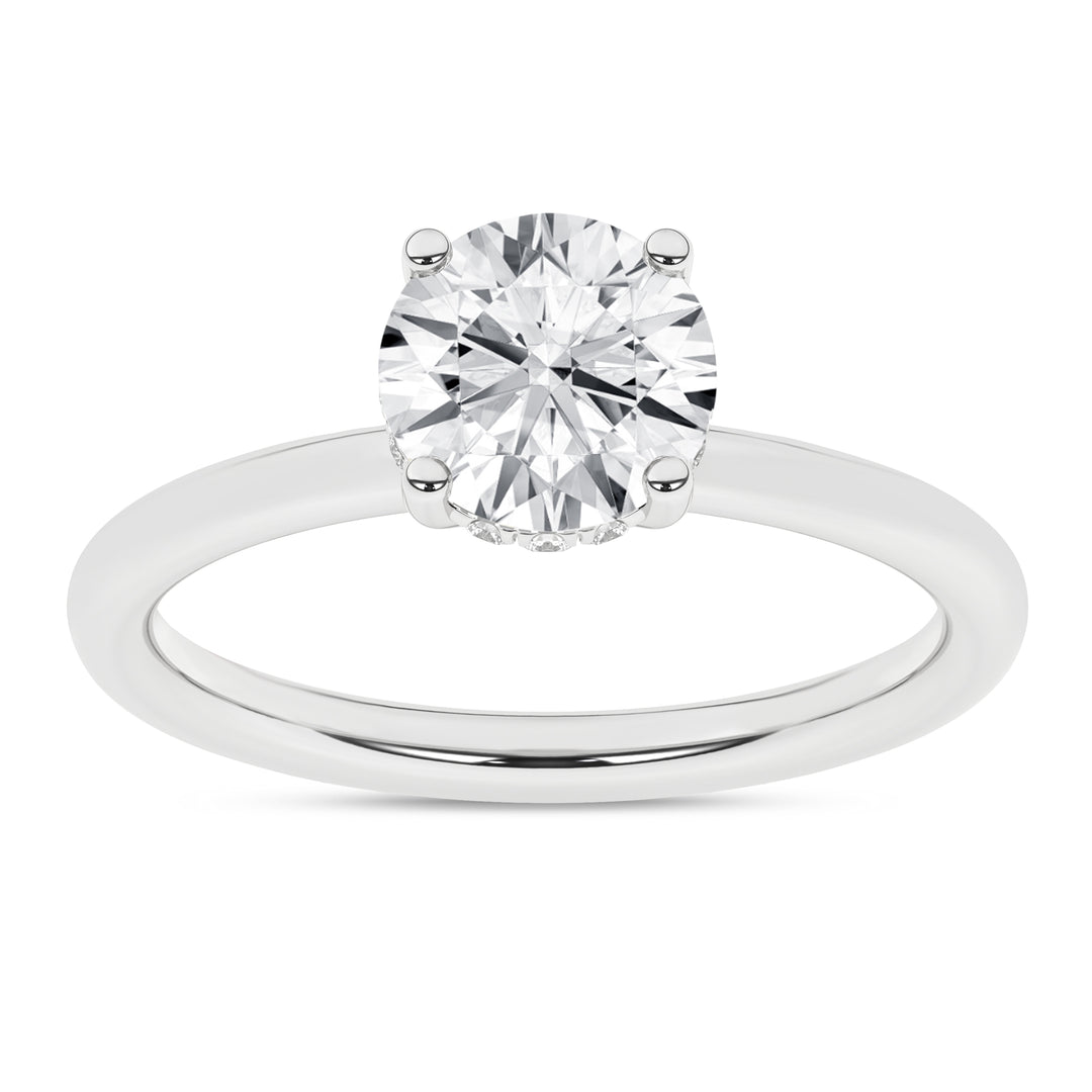 Hidden Halo Plain Shank Engagement Ring (Round) in 14K White Gold – Silvadi Jewelry Aurora CO