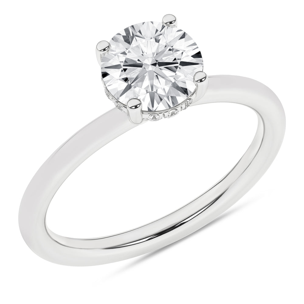Hidden Halo Plain Shank Engagement Ring (Round) in 14K White Gold – Silvadi Jewelry Aurora CO